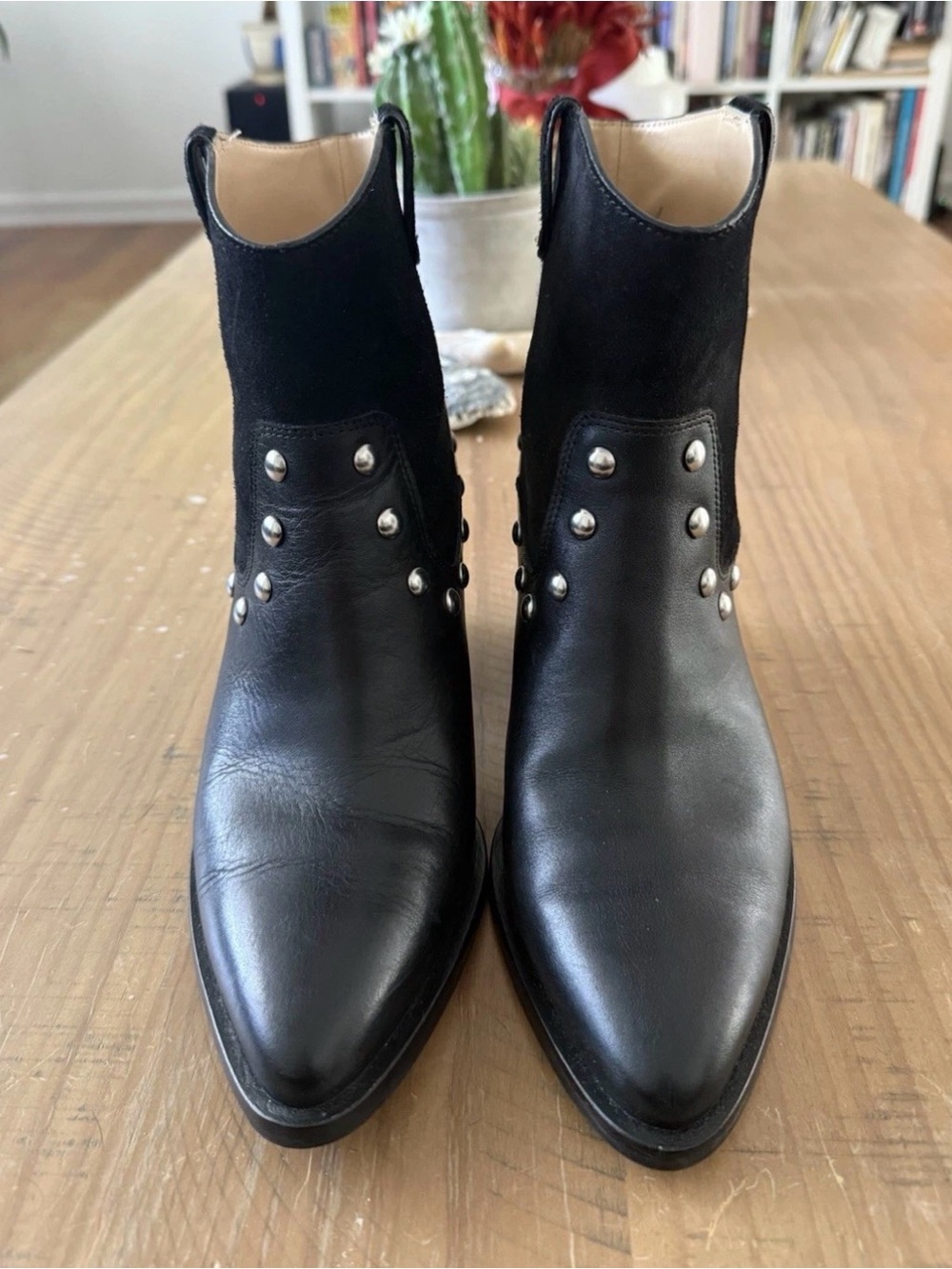 Coach Black Leather & Suede Studded Chelsea Ankle Boots Size 7.5 B